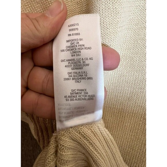 DuJour Women’s Sweater XL Cream Gold Asymmetric Hem Mock‎ Neck Neutral - Picture 9 of 10